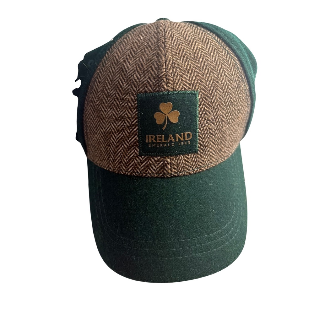 Traditional Craftwear Ireland Emerald Isle Green Wool Herringbone Baseball Hat